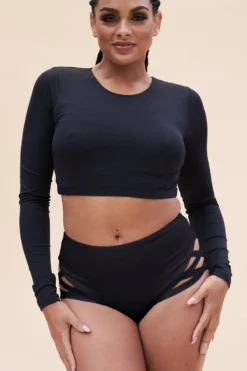 Lunalae Gia Long Sleeved Top - Recycled Black -Radi Style Shop 1063TP 2