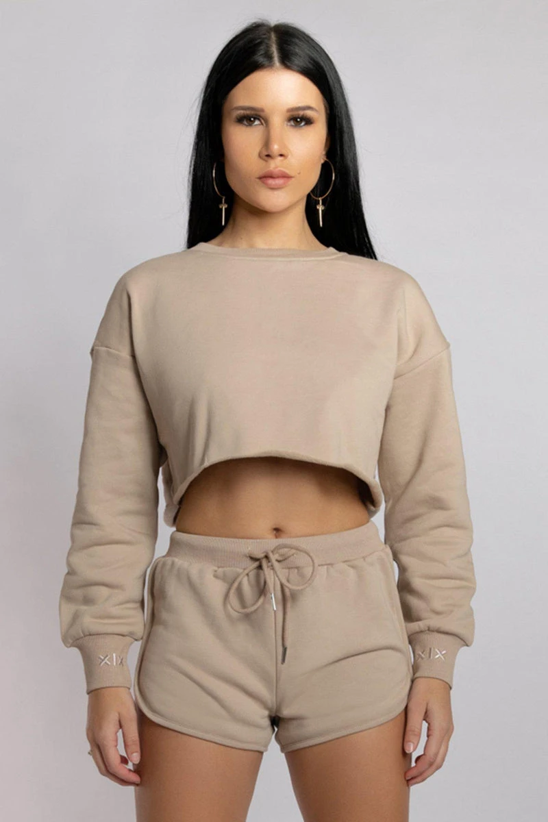 CXIX Oversized Cropped Jumper - Fawn 4 CXIX Oversized Cropped Jumper - Fawn - Image 4