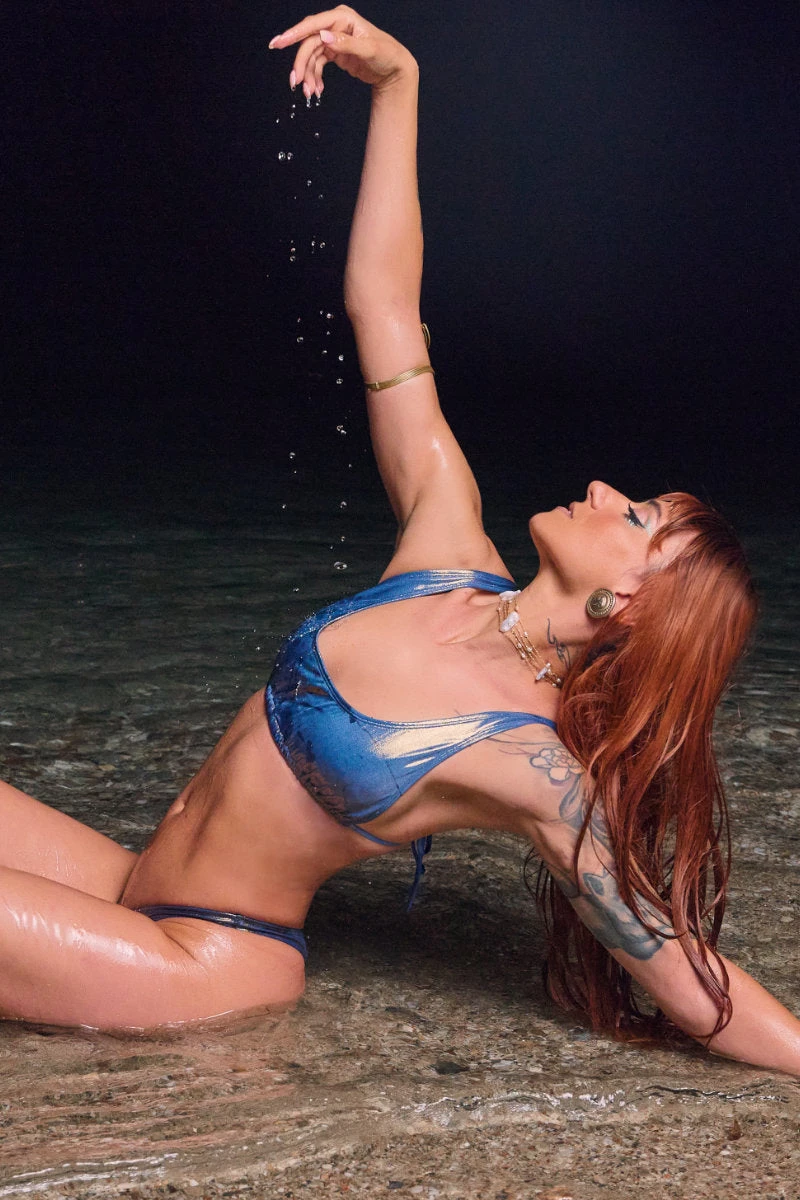 HotCakes Polewear Siren Bikini Top - Metallic Blue 3 HotCakes Polewear Siren Bikini Top - Metallic Blue - Image 3