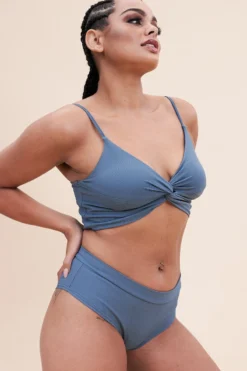 Lunalae Low Waist Shorts - Ribbed Steel Blue -Radi Style Shop 221011 LunaLae 05 0207