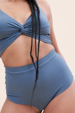 Lunalae High Waist Shorts - Ribbed Steel Blue -Radi Style Shop 221011 LunaLae 06 0258