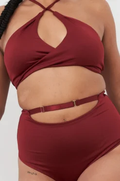 Lunalae Hannah High Waist Bottoms - Recycled Burgundy -Radi Style Shop 221011 LunaLae 48 1929