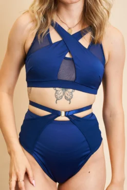 Lunalae Loretta Cut Out High Waisted Bottoms - Recycled Navy -Radi Style Shop 230329 LUNALAE 27 1035