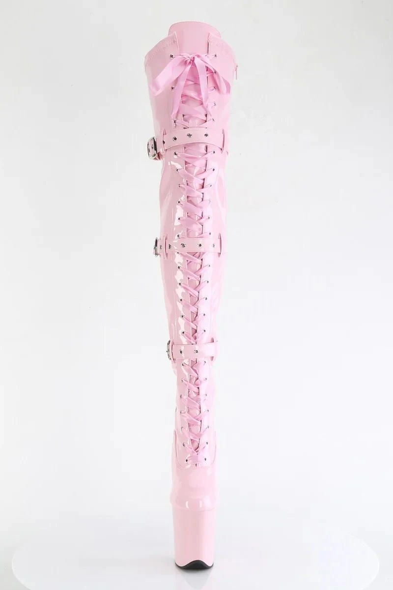 Pleaser USA Flamingo-3028 8inch Thigh High Pleaser Boots - Patent Baby Pink 2 Pleaser USA Flamingo-3028 8inch Thigh High Pleaser Boots - Patent Baby Pink - Image 2