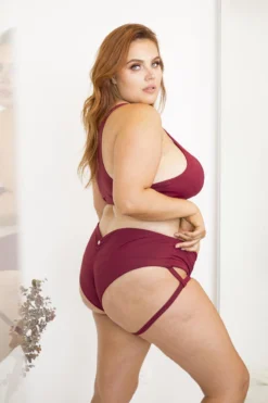 Lunalae Lure You Low-Rise Garter Shorts - Wine -Radi Style Shop 6R7A8619