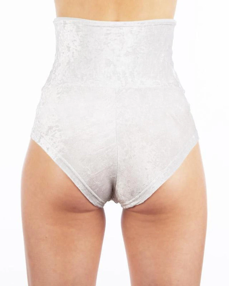 Dragonfly Betty High-Waisted Shorts - Velvet Silver 2 Dragonfly Betty High-Waisted Shorts - Velvet Silver - Image 2