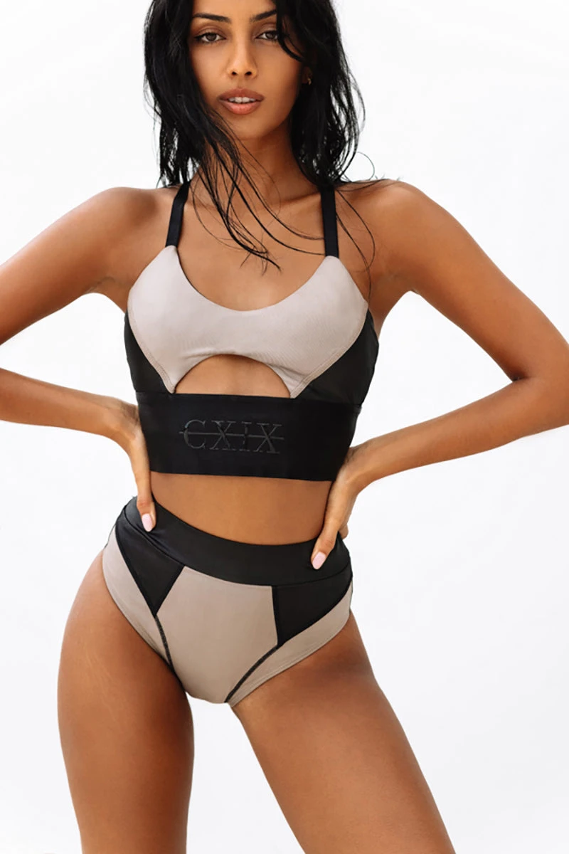 CXIX Riding Solo High Waist Bottoms - Black/Mink 2 CXIX Riding Solo High Waist Bottoms - Black/Mink - Image 2