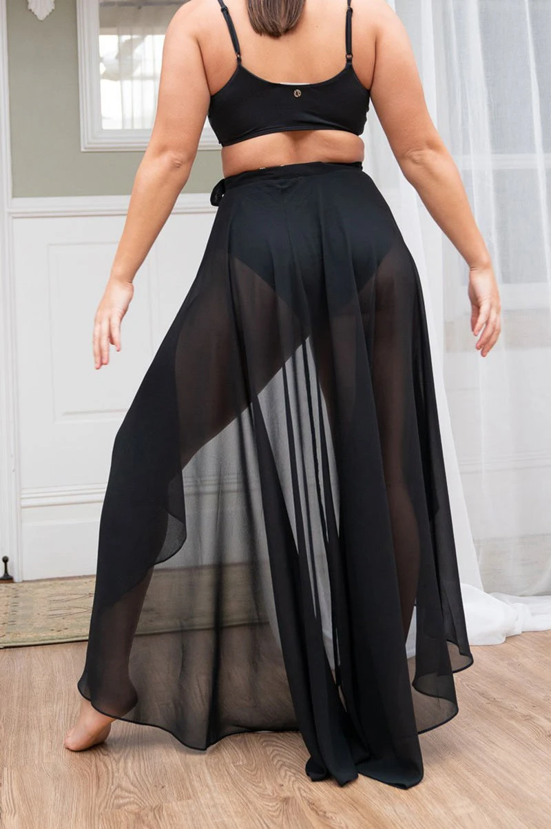 Lunalae High Waist Wrap Dance Skirt - Black 2 Lunalae High Waist Wrap Dance Skirt - Black - Image 2