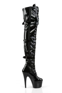 Pleaser USA Adore-3028 7inch Thigh High Pleaser Boots - Patent Black -Radi Style Shop ADORE 3028 B M13