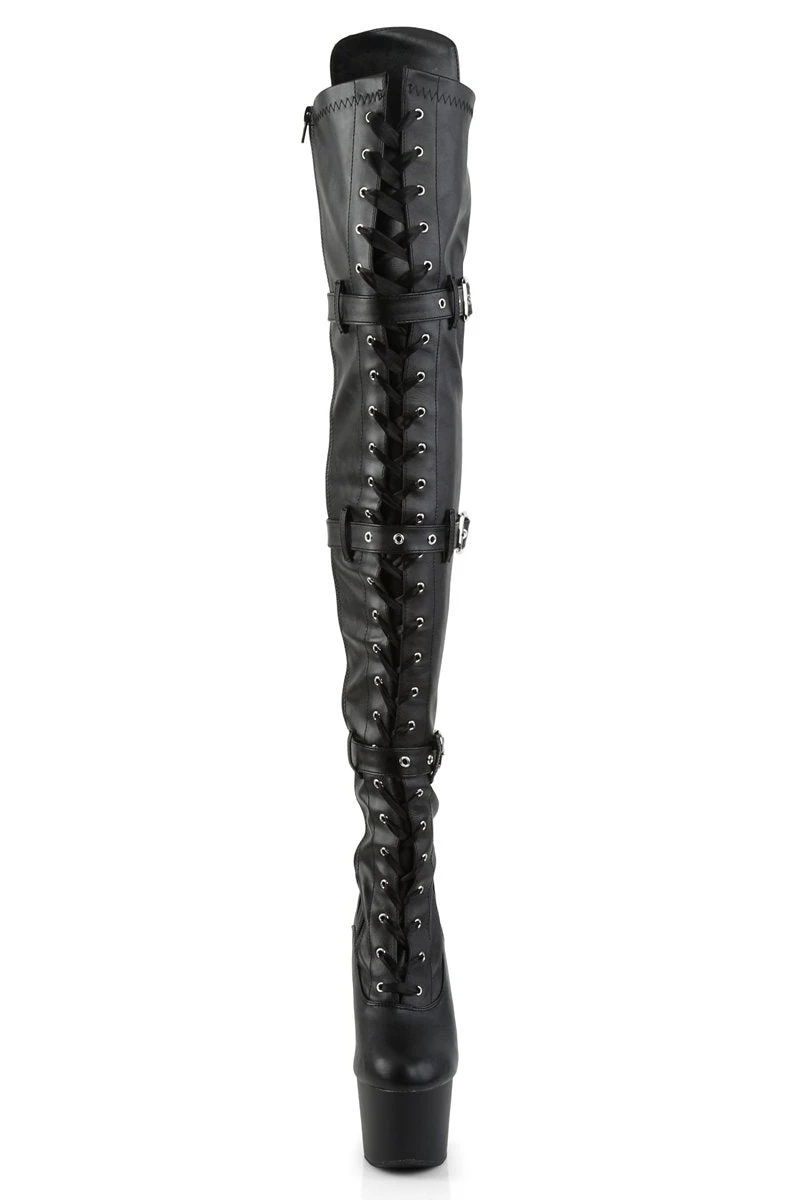 Pleaser USA Adore-3028 7inch Thigh High Pleaser Boots - Matte Black 5 Pleaser USA Adore-3028 7inch Thigh High Pleaser Boots - Matte Black - Image 5