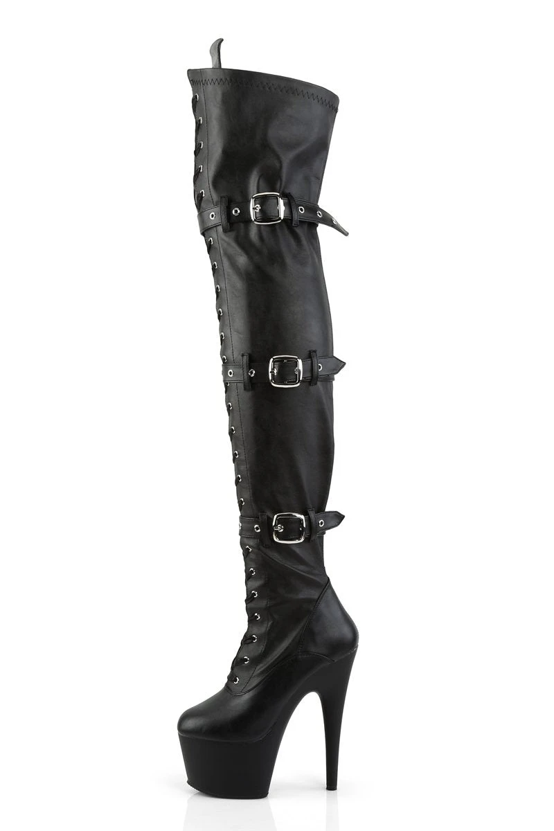 Pleaser USA Adore-3028 7inch Thigh High Pleaser Boots - Matte Black 4 Pleaser USA Adore-3028 7inch Thigh High Pleaser Boots - Matte Black - Image 4