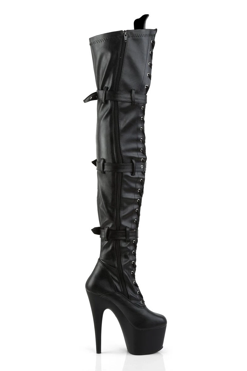 Pleaser USA Adore-3028 7inch Thigh High Pleaser Boots - Matte Black 2 Pleaser USA Adore-3028 7inch Thigh High Pleaser Boots - Matte Black - Image 2
