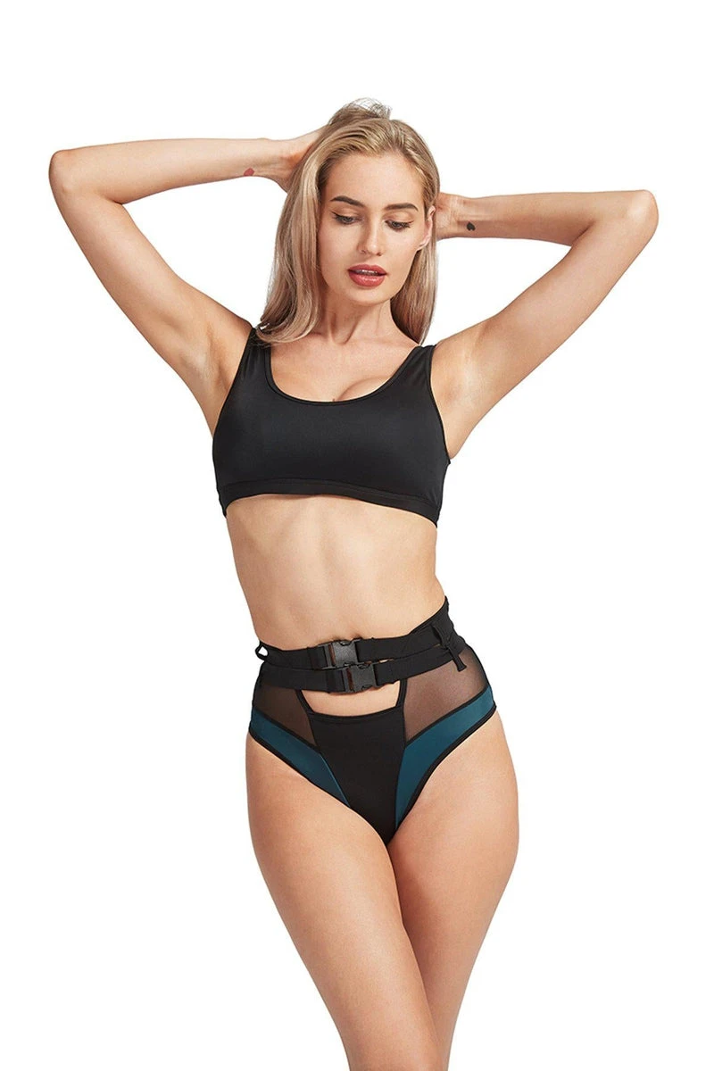 Hamade Activewear High Waisted Buckle Bottoms - Black 1 Hamade Activewear High Waisted Buckle Bottoms - Black