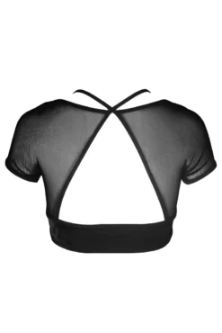 Hamade Activewear Mesh Hollow Front Crop Top - Black -Radi Style Shop AW04 2 1