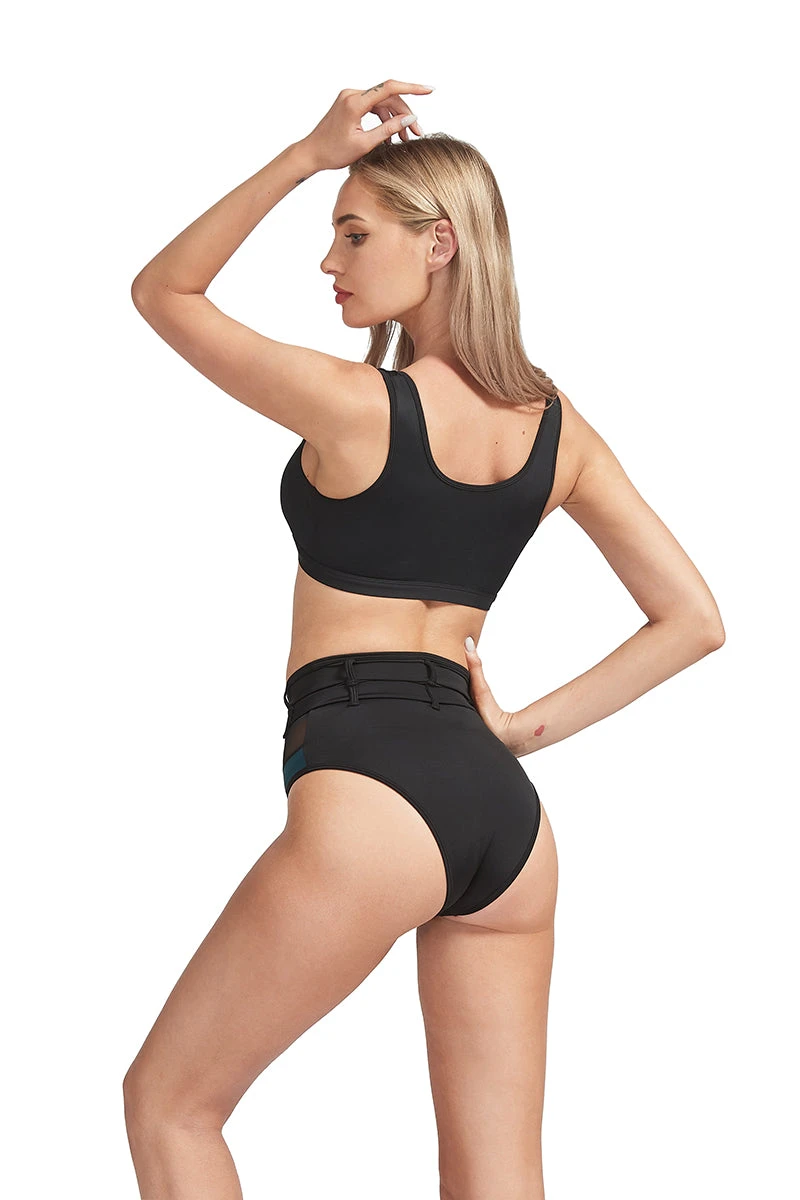 Hamade Activewear High Waisted Buckle Bottoms - Black 2 Hamade Activewear High Waisted Buckle Bottoms - Black - Image 2