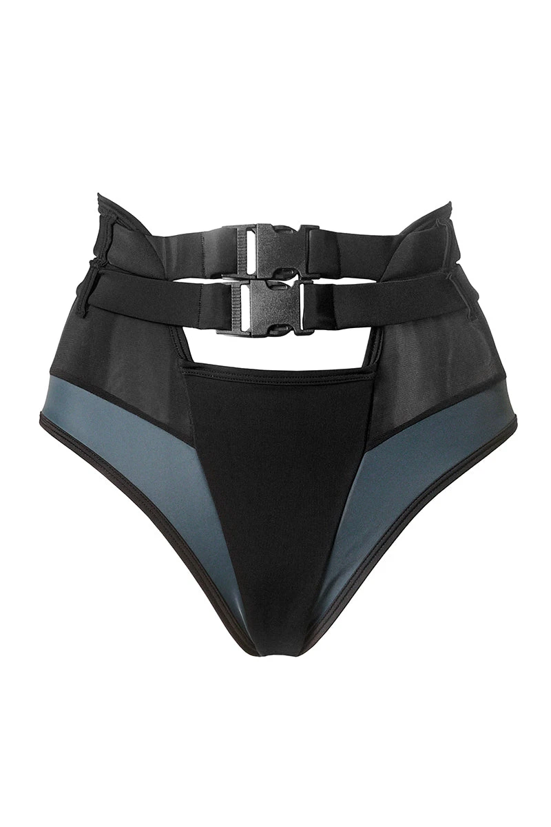 Hamade Activewear High Waisted Buckle Bottoms - Black 3 Hamade Activewear High Waisted Buckle Bottoms - Black - Image 3