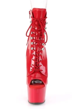 Pleaser USA Adore-1021 7inch Pleaser Peep Toe Boots - Patent Red -Radi Style Shop Adore 10217inchPleaserPeeptoeBoots PatentRedADORE 1021 R M01 1