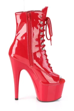 Pleaser USA Adore-1021 7inch Pleaser Peep Toe Boots - Patent Red -Radi Style Shop Adore 10217inchPleaserPeeptoeBoots PatentRedADORE 1021 R M13 1