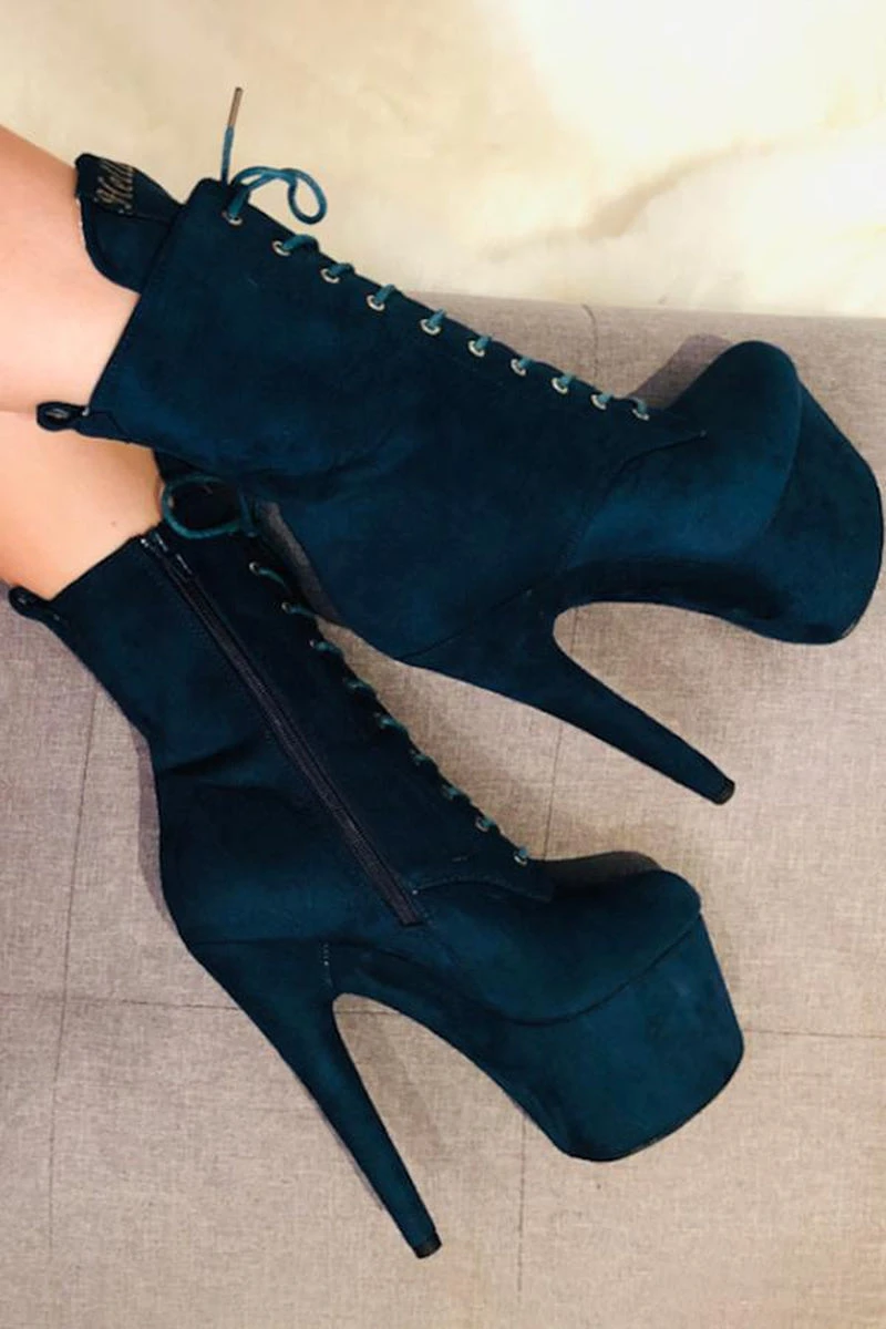 Hella Heels BabyDoll 7inch Boots - Teal 1 Hella Heels BabyDoll 7inch Boots - Teal