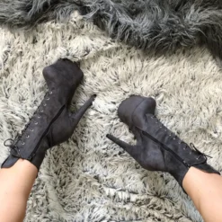 Hella Heels BabyDoll 7inch Boots - Dark Grey 9 Hella Heels BabyDoll 7inch Boots - Dark Grey -Radi Style Shop BD Dark Grey 7 Inch 5