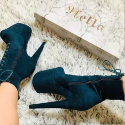 Hella Heels BabyDoll 8inch Boots - Teal -Radi Style Shop BD Teal 8 Inch 7
