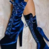Hella Heels BabyDoll Velvet 7inch Boots - Old Money