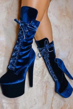 Hella Heels BabyDoll Velvet 7inch Boots - Old Money