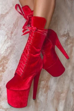 Hella Heels BabyDoll Velvet 8inch Boots - Bad Blood -Radi Style Shop BabyDollVelvet8inchBoots BadBlood2