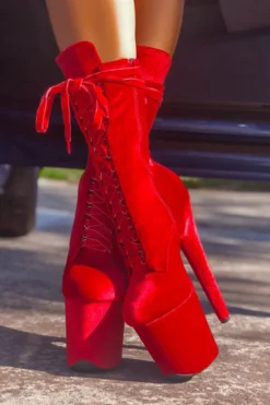 Hella Heels BabyDoll Velvet 8inch Boots - Bad Blood -Radi Style Shop BabyDollVelvet8inchBoots BadBlood8