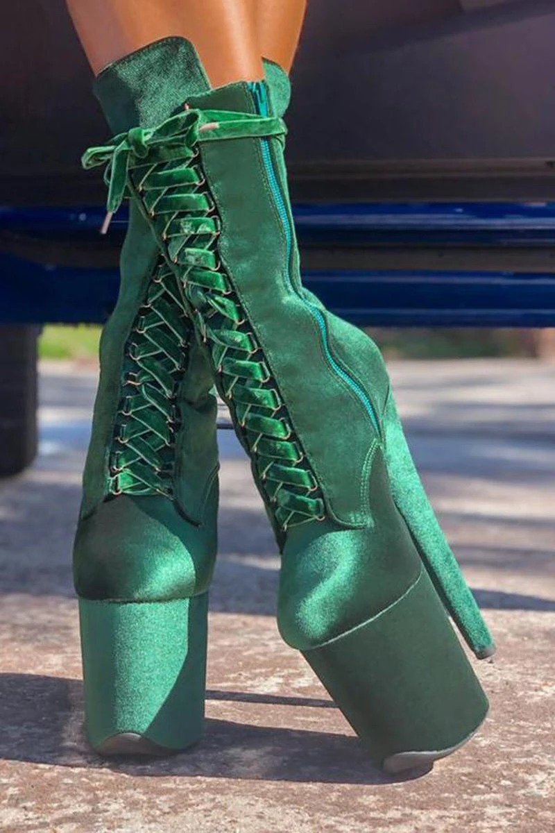 Hella Heels BabyDoll Velvet 8inch Boots - NY Gangster 2 Hella Heels BabyDoll Velvet 8inch Boots - NY Gangster - Image 2