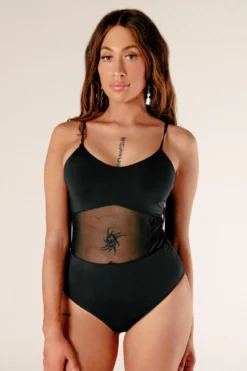 CXIX Baddies Bodysuit - Onyx -Radi Style Shop BaddiesMeshBodysuitBlackFront