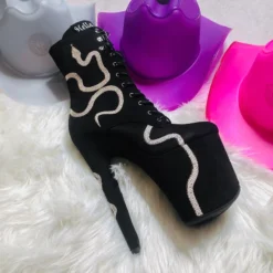 Hella Heels Snake In My Boot 8inch Boots - Black -Radi Style Shop Black 1