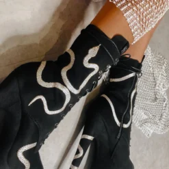 Hella Heels Snake In My Boot 8inch Boots - Black -Radi Style Shop Black 10