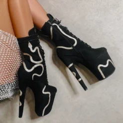 Hella Heels Snake In My Boot 8inch Boots - Black -Radi Style Shop Black 11