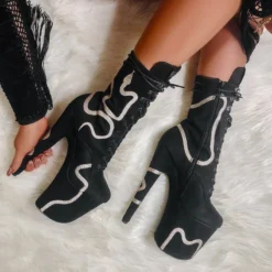 Hella Heels Snake In My Boot 8inch Boots - Black -Radi Style Shop Black 2