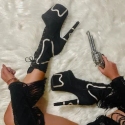 Hella Heels Snake In My Boot 8inch Boots - Black -Radi Style Shop Black 6