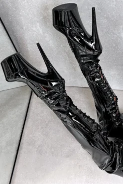 Hella Heels LipKit Thigh High Back Lace 7inch Boots - Black Beatle 8 Hella Heels LipKit Thigh High Back Lace 7inch Boots - Black Beatle -Radi Style Shop BlackBeatleThighHigh 7INCH4 1