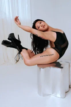 CXIX Silhouette One-Piece Bodysuit - Black With Black Mesh 14 CXIX Silhouette One-Piece Bodysuit - Black With Black Mesh -Radi Style Shop Black CXIX Silhouette Mesh bodysuit dance poledance