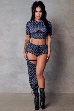 CXIX 119 Chaps - Black Print -Radi Style Shop Black monogram cropped tee fahsion CXIX 119