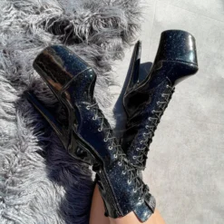 Hella Heels The Glitterati 8inch Boots - Sin City -Radi Style Shop Blacksincityglitter8inchpoledancehighboot