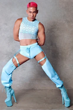 CXIX 119 Chaps - Blue -Radi Style Shop Blue monogram corset streetwear dancewear CXIX 1