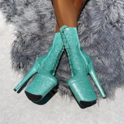 Hella Heels The Glitterati 8inch Boots - Baby Blues 9 Hella Heels The Glitterati 8inch Boots - Baby Blues -Radi Style Shop Bluebabybluesglitter8inchpoledancehighboot 4 1