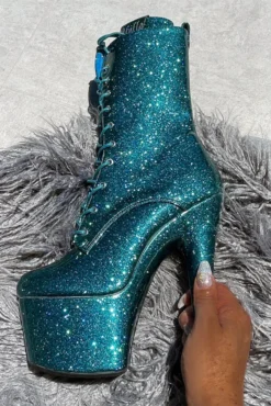 Hella Heels The Glitterati 7inch Boots - Ocean Eyes -Radi Style Shop Blueoceaneyesglitter7inchpoledancehighboot 2