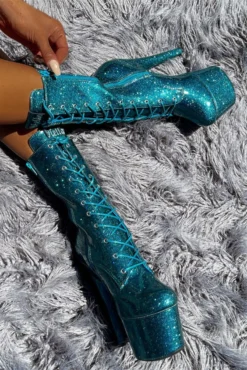 Hella Heels The Glitterati 7inch Boots - Ocean Eyes -Radi Style Shop Blueoceaneyesglitter7inchpoledancehighboot 3