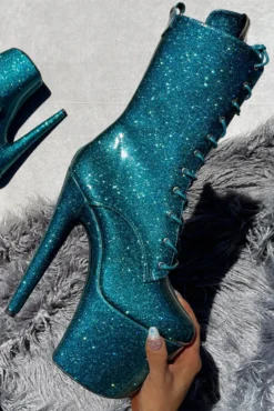 Hella Heels The Glitterati 8inch Boots - Ocean Eyes -Radi Style Shop Blueoceaneyesglitter8inchpoledancehighboot 4