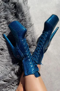 Hella Heels The Glitterati 8inch Boots - Skinny Dippin' 8 Hella Heels The Glitterati 8inch Boots - Skinny Dippin' -Radi Style Shop Blueskinnydippingglitter8inchpoledancehighboot 2 1