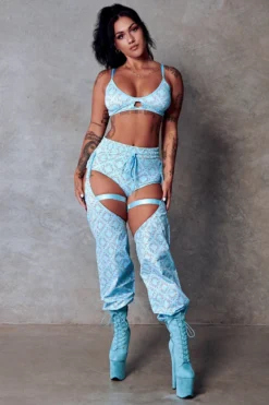 CXIX 119 Chaps - Blue Print 14 CXIX 119 Chaps - Blue Print -Radi Style Shop Bralette blue monogram streetwear polewear CXIX 119 2