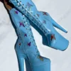 Hella Heels Butterfly 8inch Boots - Baby Blue