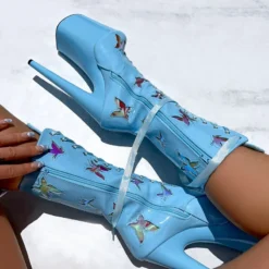 Hella Heels Butterfly 8inch Boots - Baby Blue 11 Hella Heels Butterfly 8inch Boots - Baby Blue -Radi Style Shop ButterflyBoot Blue 8INCH4 1