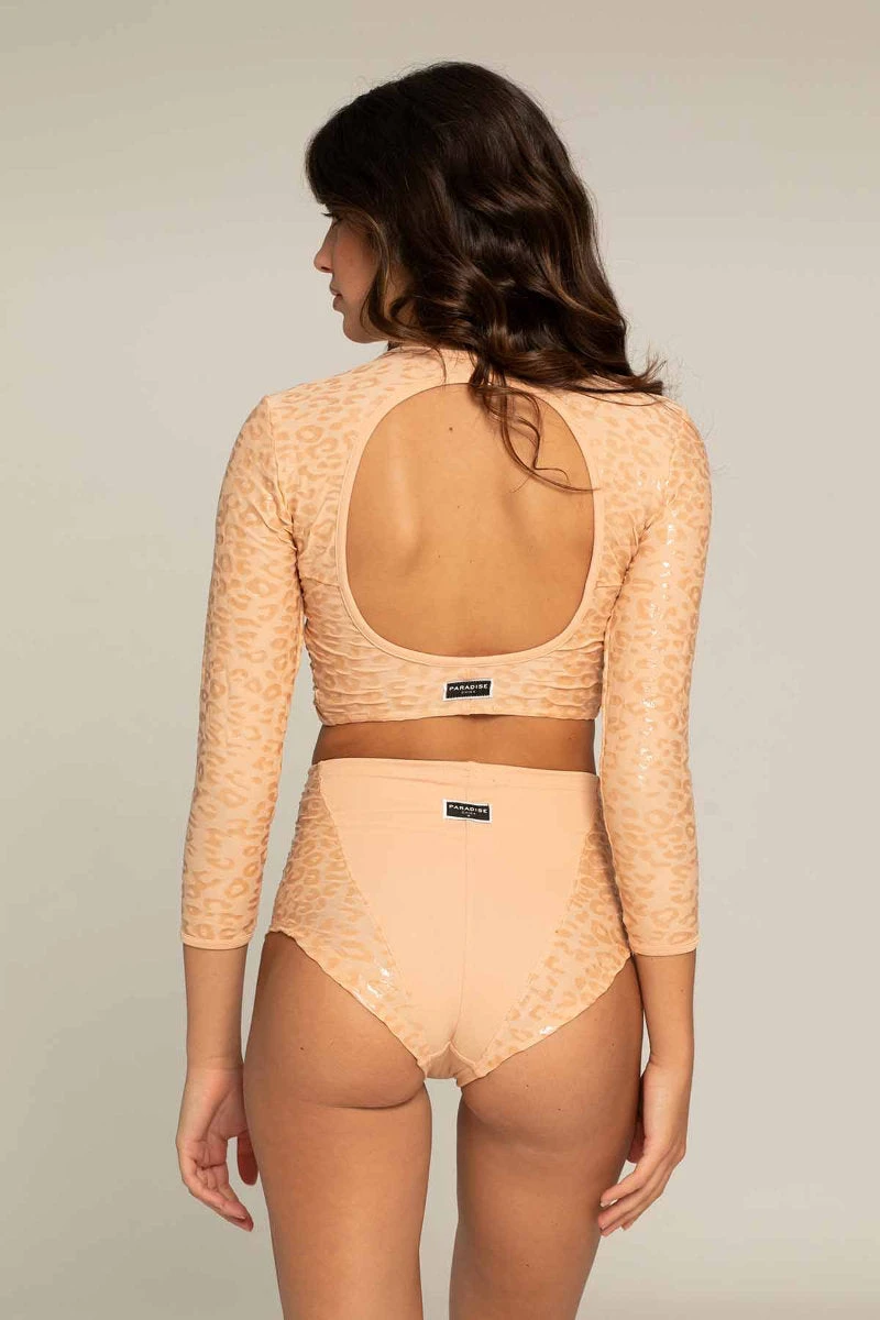 Paradise Chick Superhero Series Ultra Grip Crop Top - Beige Leopard 2 Paradise Chick Superhero Series Ultra Grip Crop Top - Beige Leopard - Image 2